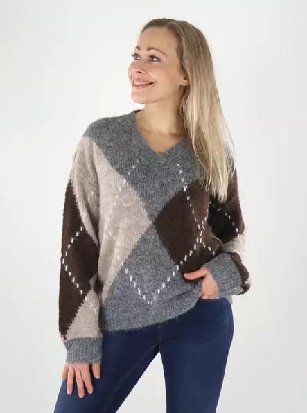 JDY naisten neule Zoey ruskea/harmaa - Stickat för damer - 142173 - 1