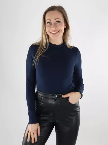 JDY naisten korkeakauluksinen paita Fransiska Life tummansininen - Naisten pitkähihaiset paidat - 140063 - 1