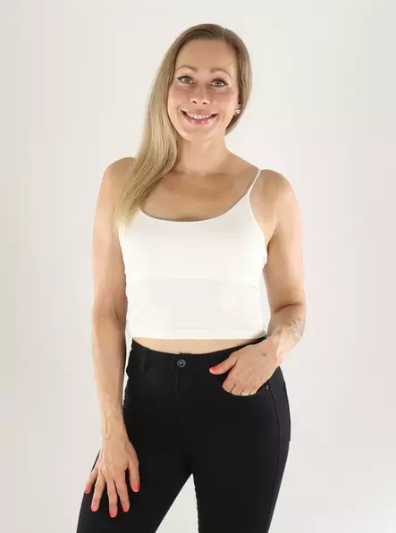 Only naisten cropattu toppi Bella seamless luonnonvalkoinen - Toppar för damer - 141383 - 1