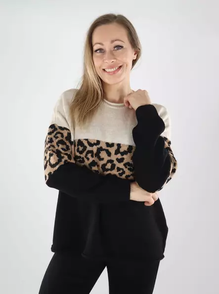Only naisten neule Jade beige/leopardi/musta - Naisten neuleet - 139883 - 1