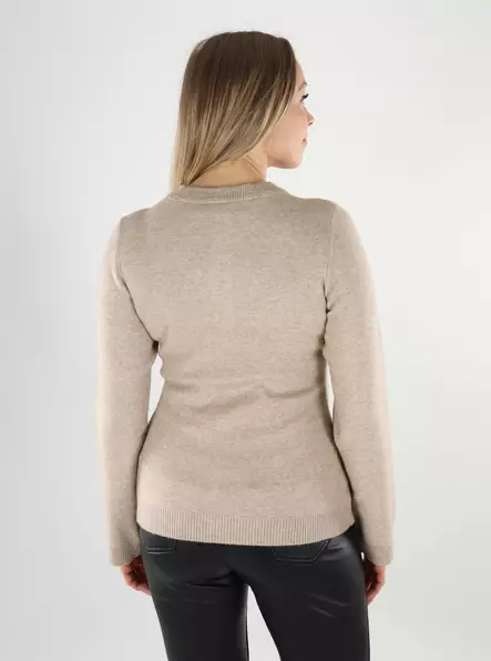 Only naisten neuletakki Katia Fitted O-Neck beige - Naisten neuleet - 140073 - 2