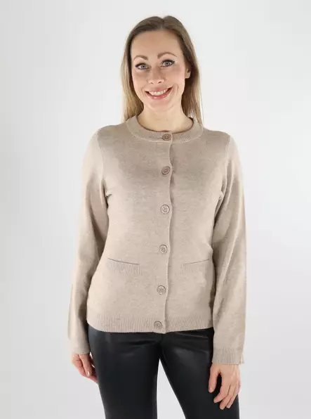 Only naisten neuletakki Katia Fitted O-Neck beige - Naisten neuleet - 140073 - 1