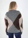 JDY Tröja JDYZOEY L/S V-NECK ARGYLE PULLOVER medium grey/chateau grey - Stickat för damer - 142173 - 2