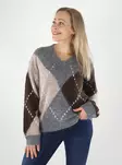 JDY Tröja JDYZOEY L/S V-NECK ARGYLE PULLOVER medium grey/chateau grey - Stickat för damer - 142173 - 1