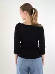 JJXX naisten ribbipaita Fifi 3/4 Boatneck musta - Naisten pitkähihaiset paidat - 137843 - 2