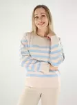 Only naisten raidallinen neule Ama Raglan valkoinen/vaaleansininen - Naisten neuleet - 137623 - 1