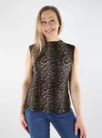 Pieces naisten pliseerattu toppi Flora SL musta/leopardikuosi - Naisten topit - 138723 - 1