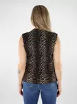 Pieces naisten pliseerattu toppi Flora SL musta/leopardikuosi - Naisten topit - 138723 - 2