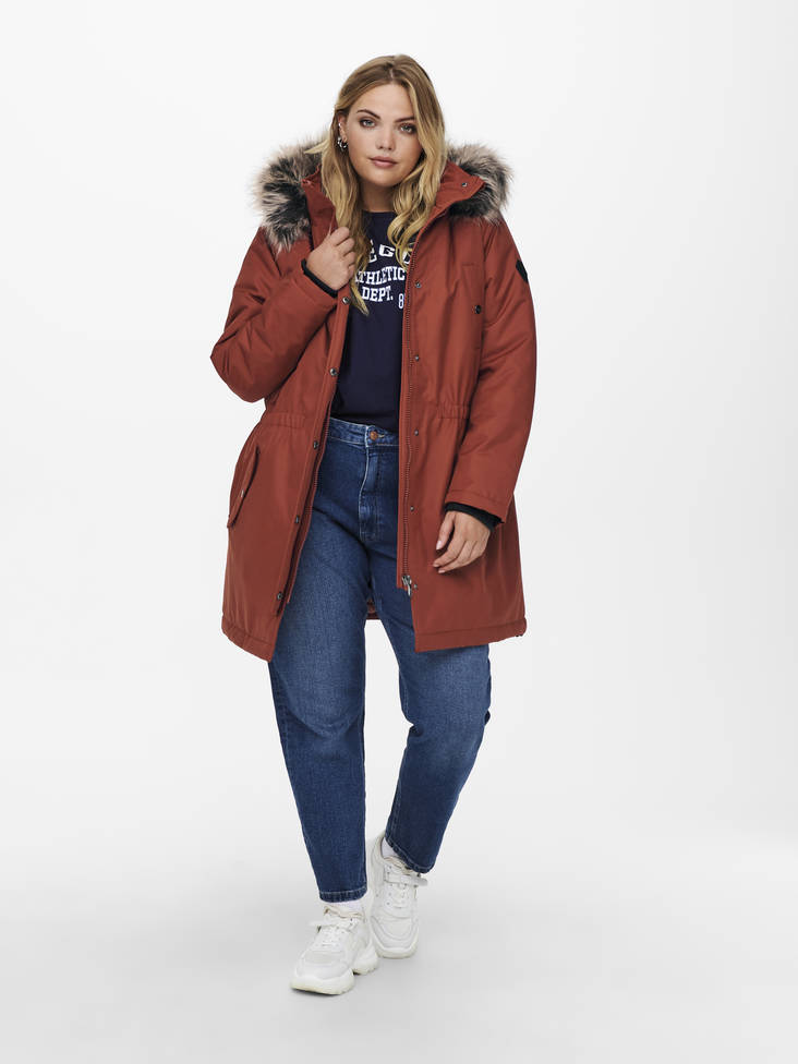 Only Carmakoma naisten plus koon talvitakki Irena roastedrusset - Naisten parkatakit - 129433 - 1