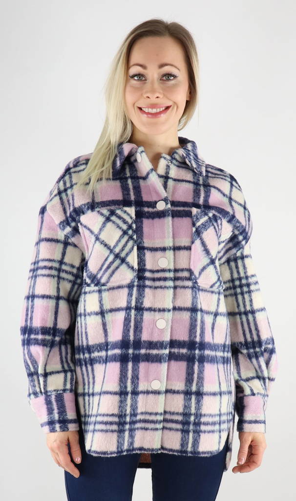 Only ruudullinen naisten takki Lou Check shacket lavendula - Naisten kevyet takit - 130113 - 1