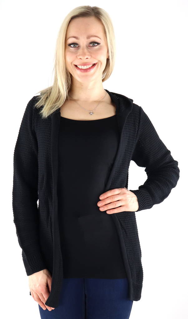 Vero Moda naisten Neuletakki Skyla hood musta - Naisten neuleet - 132833 - 1