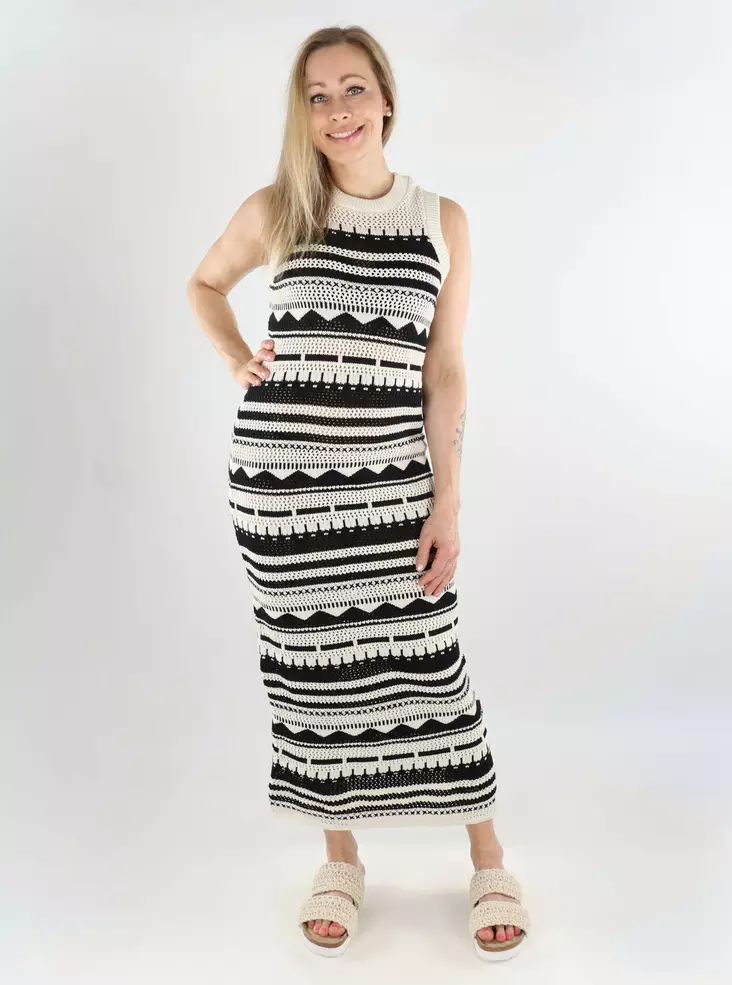 Only hihaton neulemekko Merida O-Neck vaalea/musta - Mekot ja tunikat - 138343 - 1