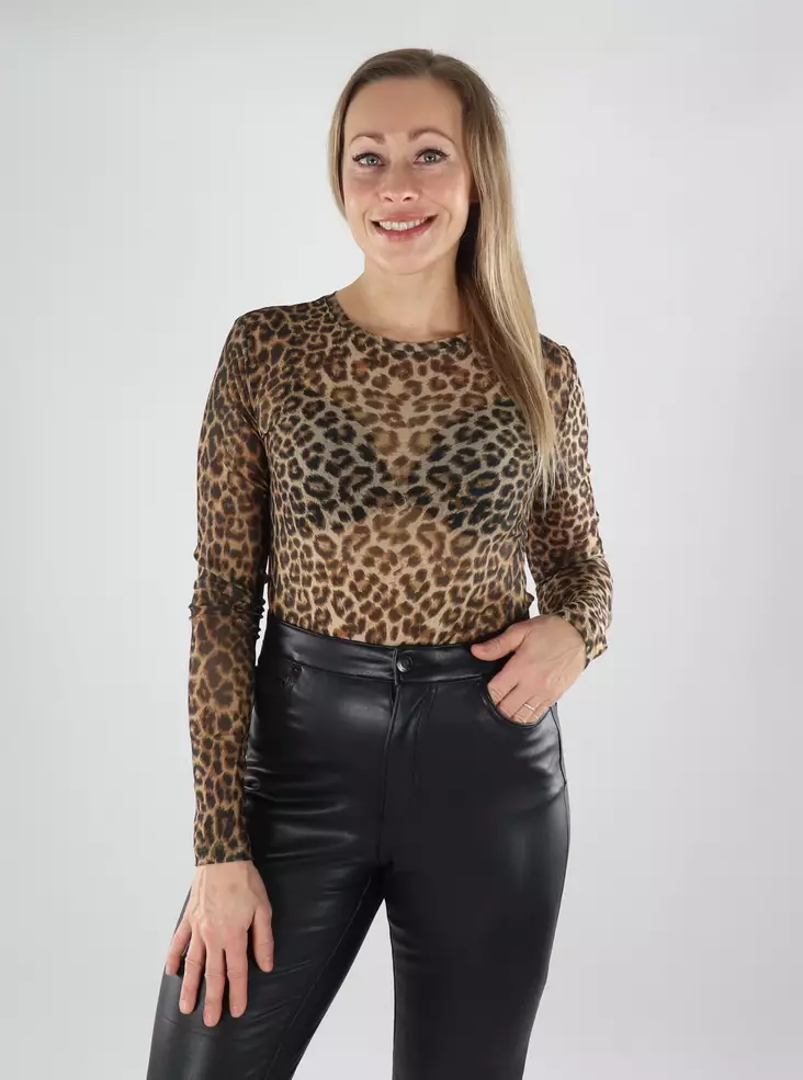 Vero Moda naisten paita Lova mesh leopardikuosi - Naisten pitkähihaiset paidat - 139833 - 1
