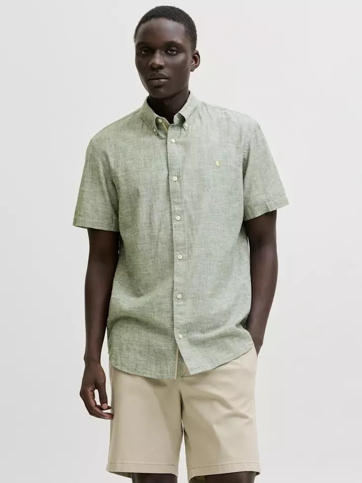 Jack&Jones miesten lyhythihainen kauluspaita Blusummer vihreä - Skjortor för herrar - 141113 - 1