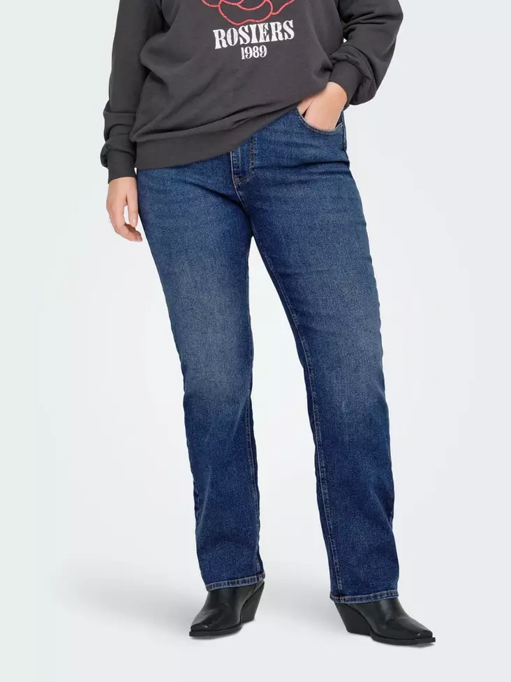 Only Carmakoma pluskoon suoralahkeiset farkut Cruz hw medium blue - Naisten farkut - 141353 - 1