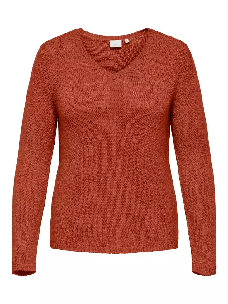 Only Carmakoma pluskoon neule Geena v-neck picante - Naisten neuleet - 141543 - 1