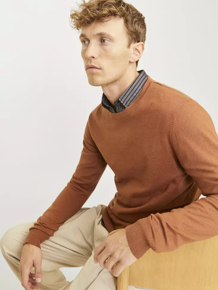 Jack&Jones miesten neule Eemil mocha bisque - Miesten neuleet - 137273 - 1