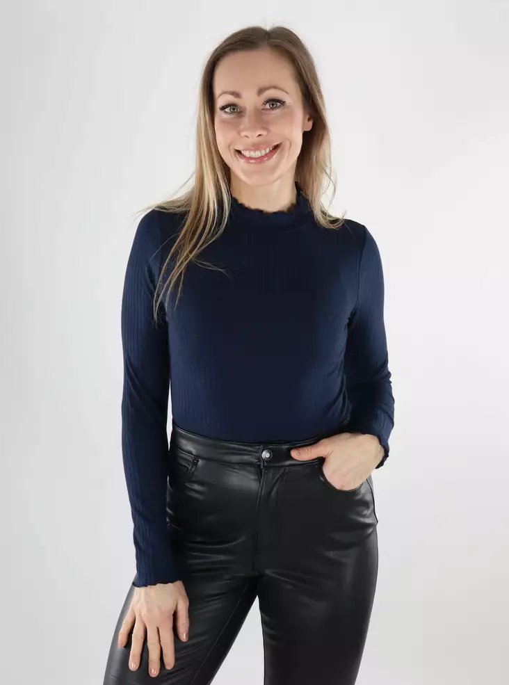 JDY naisten korkeakauluksinen paita Fransiska Life tummansininen - Naisten pitkähihaiset paidat - 140063 - 1