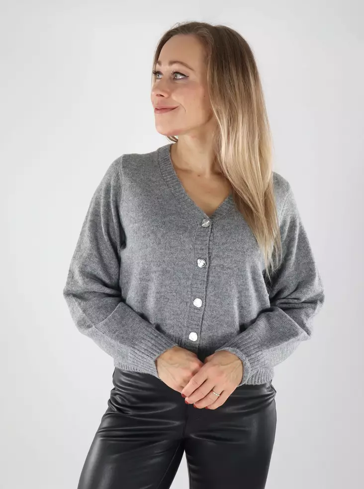 JDY naisten neuletakki Super V-Neck harmaa - Naisten neuleet - 139443 - 1