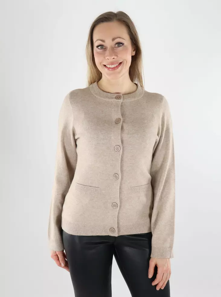 Only naisten neuletakki Katia Fitted O-Neck beige - Naisten neuleet - 140073 - 1