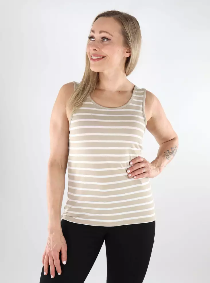 Only naisten raidallinen toppi Moster Tank beige/valkoinen - Naisten topit - 138423 - 1
