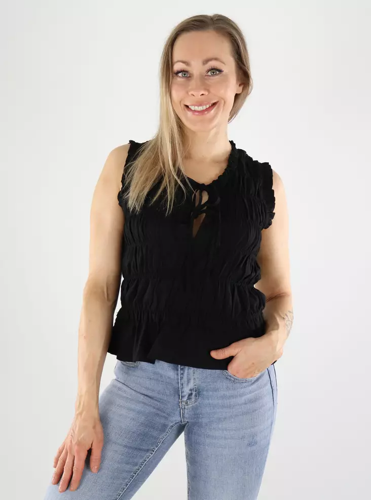 Only naisten toppi Goa linen frill musta - Naisten topit - 140833 - 1