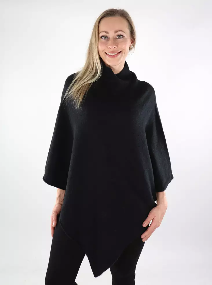 Pieces naisten poncho Fortuna Highneck musta - Naisten viitat ja ponchot - 137323 - 1