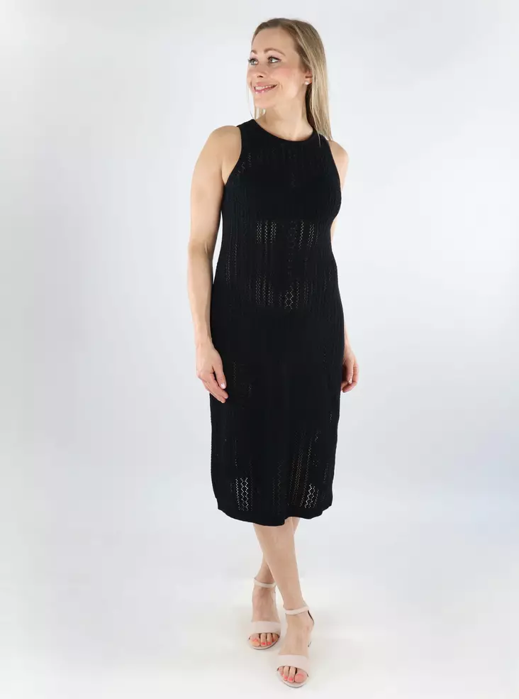Pieces puuvillainen neulemekko Nuka Midi musta - Mekot ja tunikat - 138533 - 1