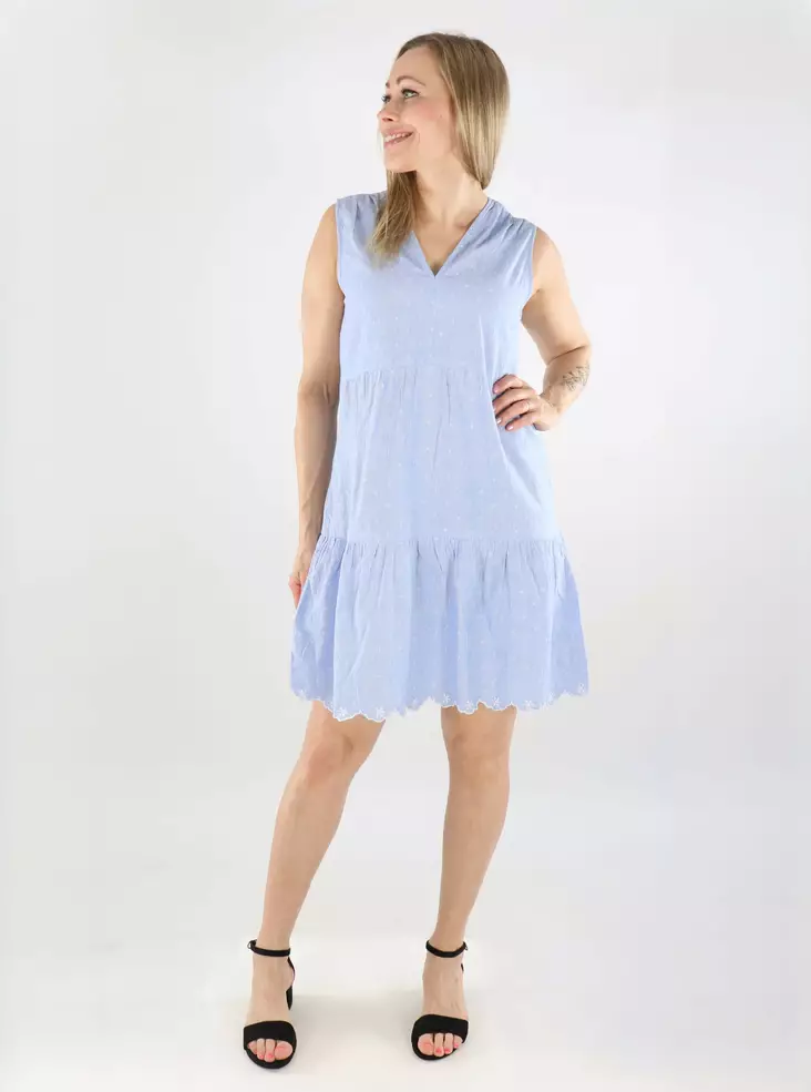 Vero Moda luomupuuvillainen mekko Nika SL sininen/valkoinen - Mekot ja tunikat - 138463 - 1