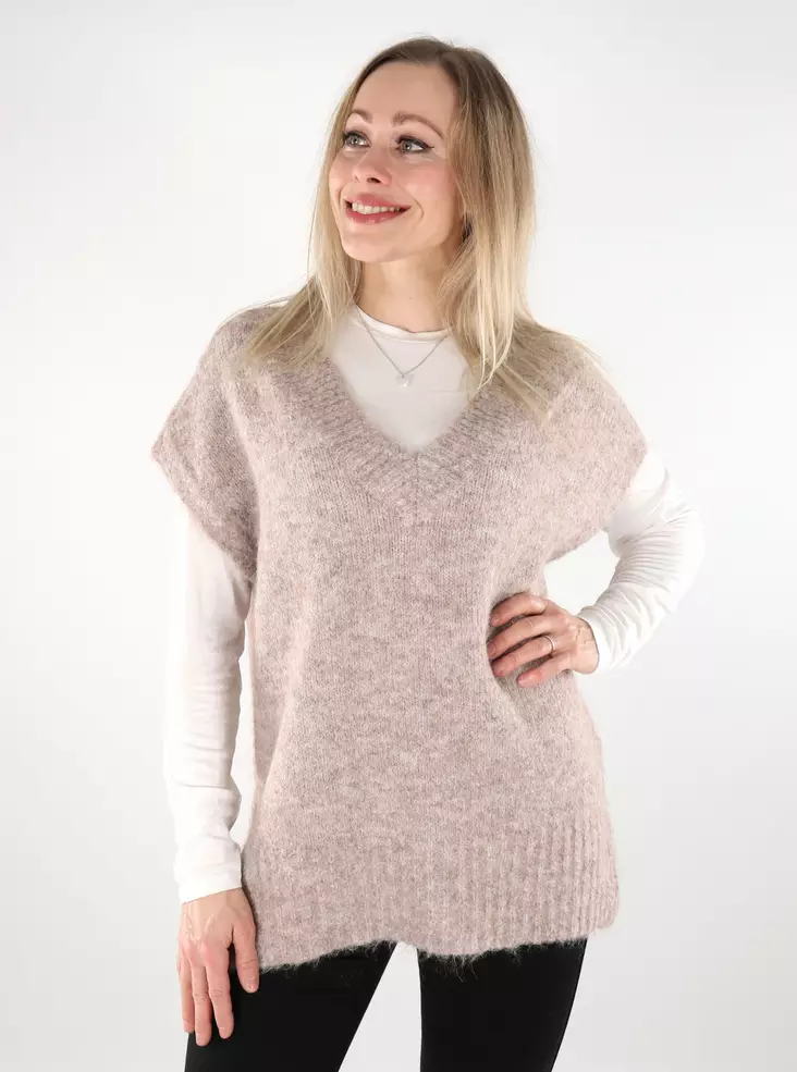 Vero Moda naisten neuleliivi Awsome V-Neck beige - Naisten neuleet - 137553 - 1