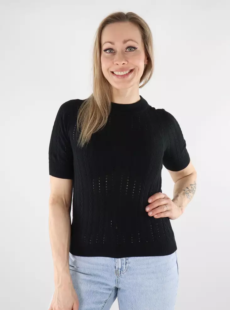 Vero Moda naisten neulottu t-paita Morena 2/4 musta - Naisten T-paidat - 138233 - 1