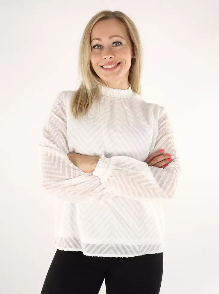 Vila naisten paita Michelle Highneck valkoinen - Naisten pitkähihaiset paidat - 136803 - 1