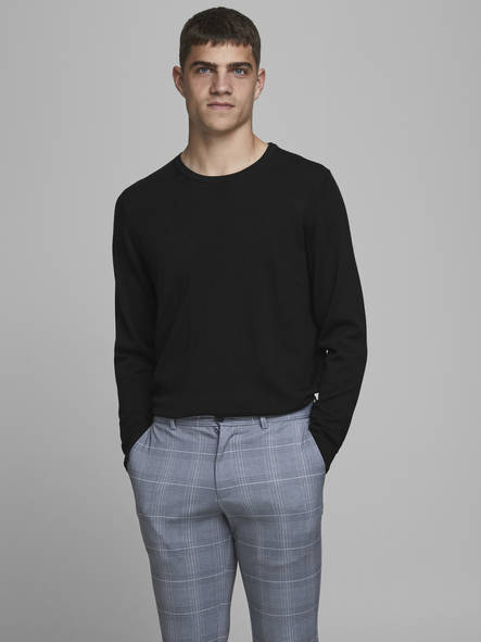 Jack & Jones stickad herr tröja i merinoull Mark merino svart - Stickat för herrar - 129924 - 1