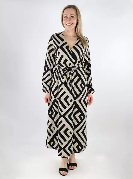Vero Moda kuviollinen mekko Poet Wrap beige/musta - Mekot ja tunikat - 138054 - 1