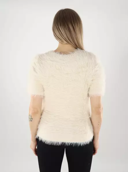 Vero Moda naisten lyhythihainen neule Fluffy Pullover luonnonvalkoinen - Naisten neuleet - 139884 - 2
