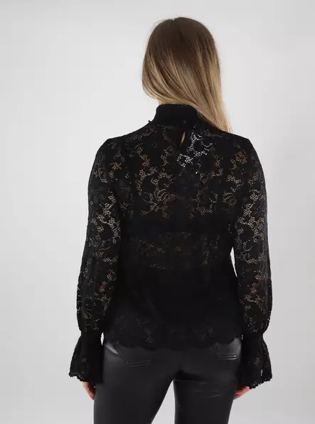 Pieces naisten paita Maita Lace musta - Naisten pitkähihaiset paidat - 139964 - 2
