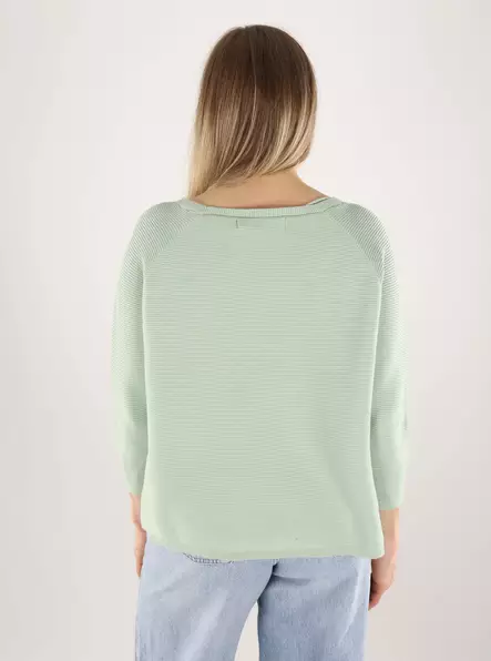 Vero Moda naisten puuvillaneule New Nora 3/4 Boatneck vaaleanvihreä - Naisten neuleet - 140134 - 2