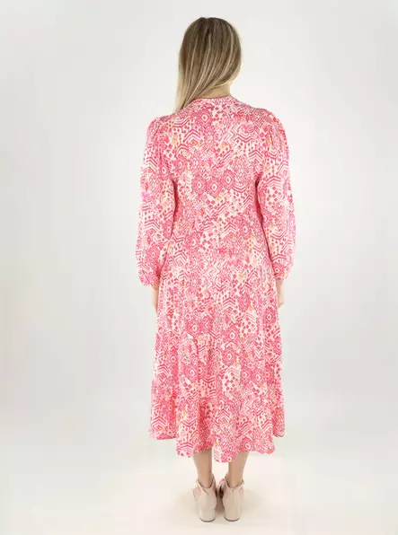 Only kuviollinen mekko Milana 7/8 valkoinen/pinkki - Klänningar och tunikor - 140564 - 2