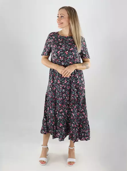Vila naisten mekko viskoosia Paddina midi musta/monivärinen - Mekot ja tunikat - 141174 - 1