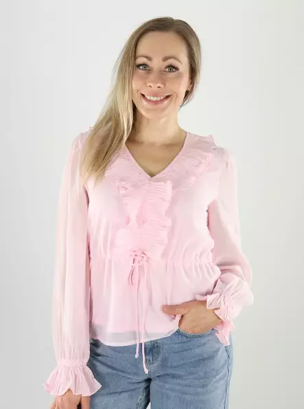 Vero Moda naisten pusero Dora plisse vaaleanpunainen - Långärmade tröjor för  damer - 141184 - 1