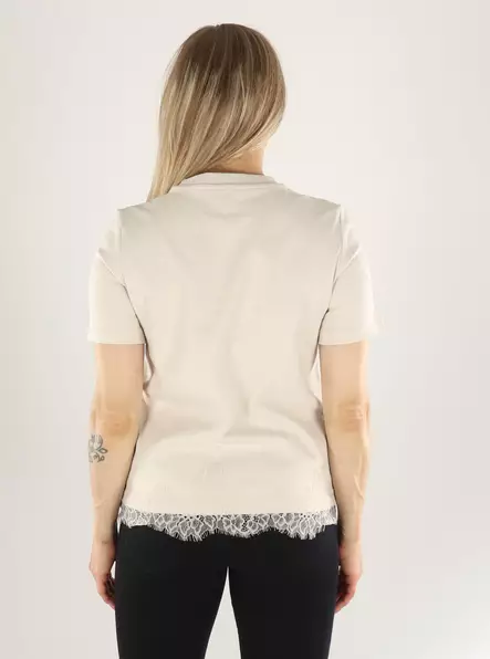 Vero Moda naisten T-Paita Sara lace beige - Naisten T-paidat - 141484 - 2