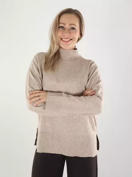 Only naisten neule Mary high neck mocha merinque - Naisten neuleet - 142054 - 1