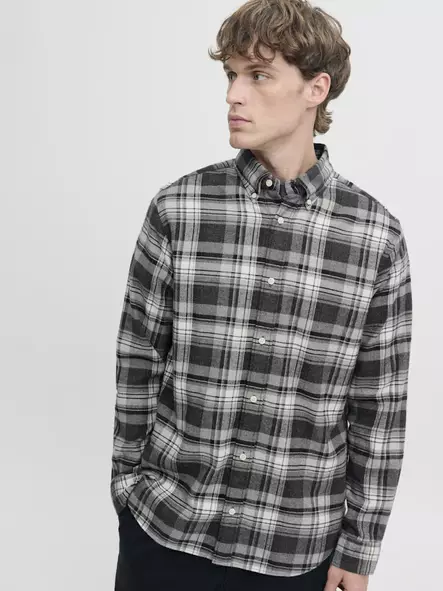 Jack&Jones miesten flanellipaita harmaa ruudullinen - Miesten kauluspaidat - 139994 - 1