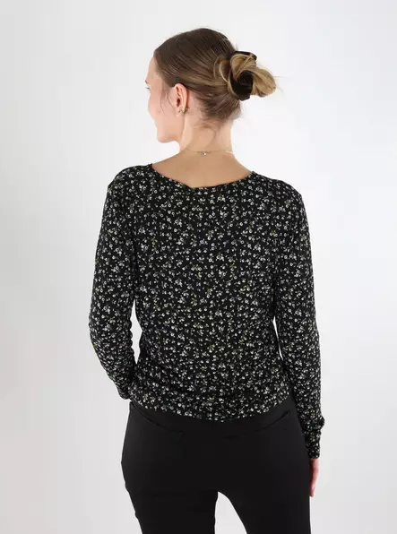 JDY naisten joustava paita Bowie Life musta/kukkakuosi - Naisten pitkähihaiset paidat - 140094 - 2