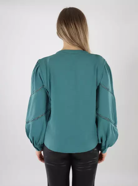 JDY naisten paita Lion V-Neck sinivihreä - Naisten pitkähihaiset paidat - 139924 - 2