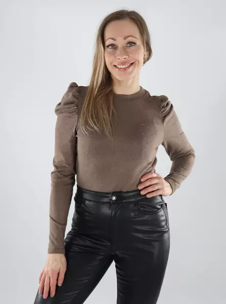 JDY naisten paita Tonsy Puff Sleeve beige - Naisten pitkähihaiset paidat - 140004 - 1