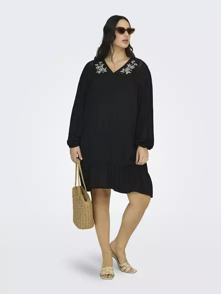 Only Carmakoma pluskoon tunika Tola V-Neck Tunic Dress black/island fos - Mekot ja tunikat - 140144 - 1