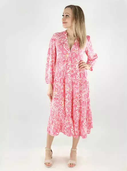 Only kuviollinen mekko Milana 7/8 valkoinen/pinkki - Mekot ja tunikat - 140564 - 1