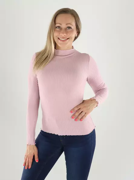 Only naisten ribbipaita Emma highneck keepsake lilac - Naisten pitkähihaiset paidat - 141394 - 1