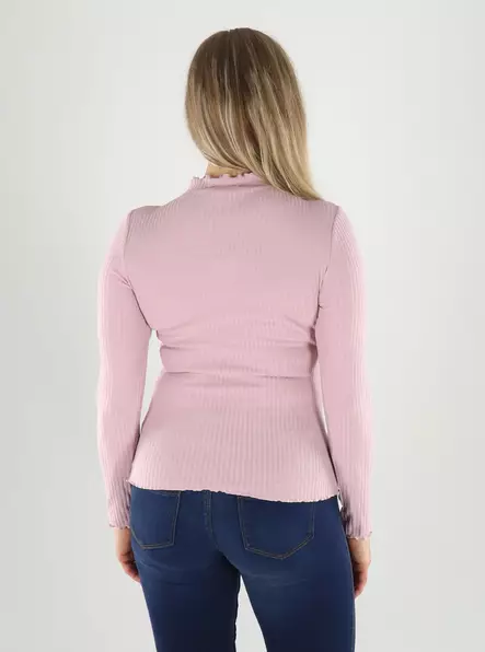 Only naisten ribbipaita Emma highneck keepsake lilac - Naisten pitkähihaiset paidat - 141394 - 2